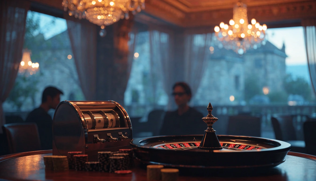 Sjajni casino aparat u elegantnom hrvatskom noćnom okruženju