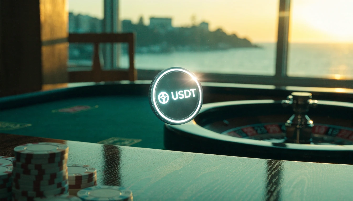USDT kriptovaluta iznad stola za rulet uz hrvatsku obalu